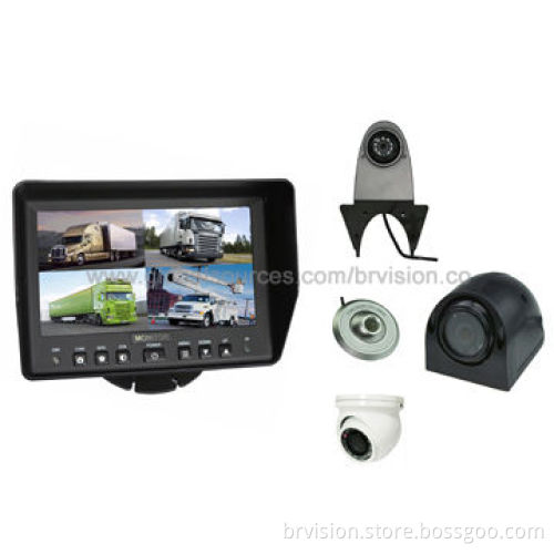 7-inch Quad Security Monitor, Waterproof, Dome and Shark Camera for Surveillance